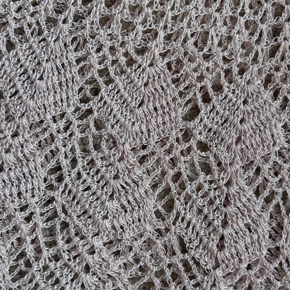 Vtg Sheer Crochet Lace Romantic Fairy Festival Layer Jagged Hem Dress Cream S - Picture 11 of 15